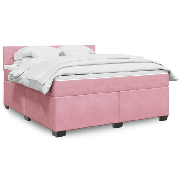 vidaXL Boxspringbett mit Matratze Rosa 180x200 cm Samt
