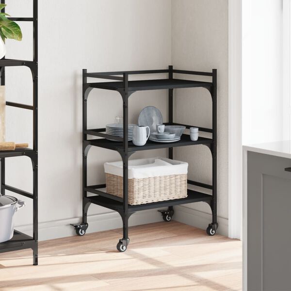 vidaXL Küchenwagen Schwarz 50x35x75,5 cm Holzwerkstoff