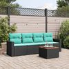 vidaXL 5-tlg. Garten-Sofagarnitur mit Kissen Schwarz Poly Rattan