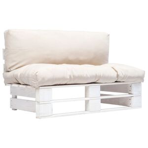 vidaXL Outdoor-Sofa Paletten mit Kissen in Sandfarben Kiefernholz