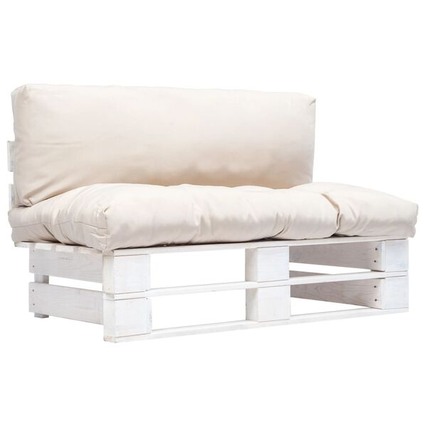 vidaXL Outdoor-Sofa Paletten mit Kissen in Sandfarben Kiefernholz