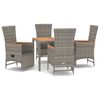 vidaXL 5-tlg. Garten-Essgruppe mit Kissen Grau Poly Rattan