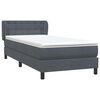 vidaXL Boxspringbett mit Matratze Dunkelgrau 100x210 cm Samt