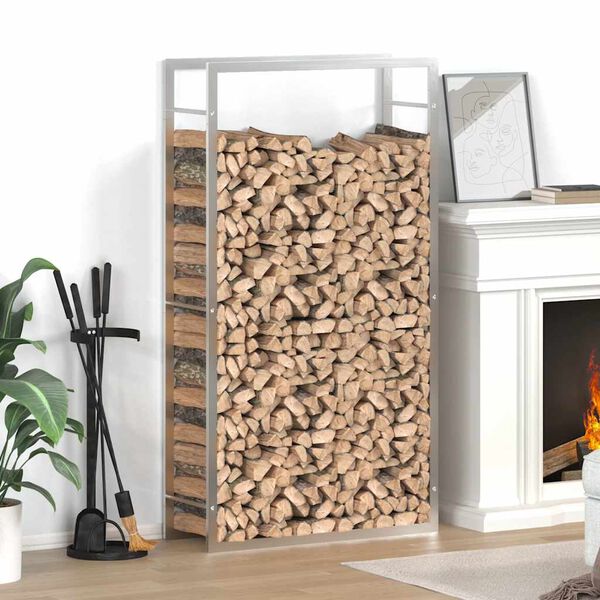 vidaXL Brennholzregal 80x28x154 cm Edelstahl