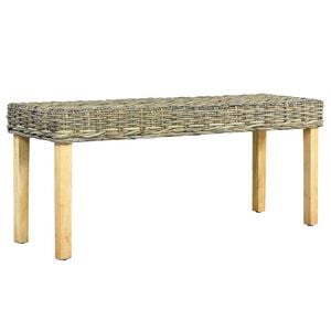 vidaXL Sitzbank 110 cm Natur Kubu-Rattan und Massivholz Mahagoni