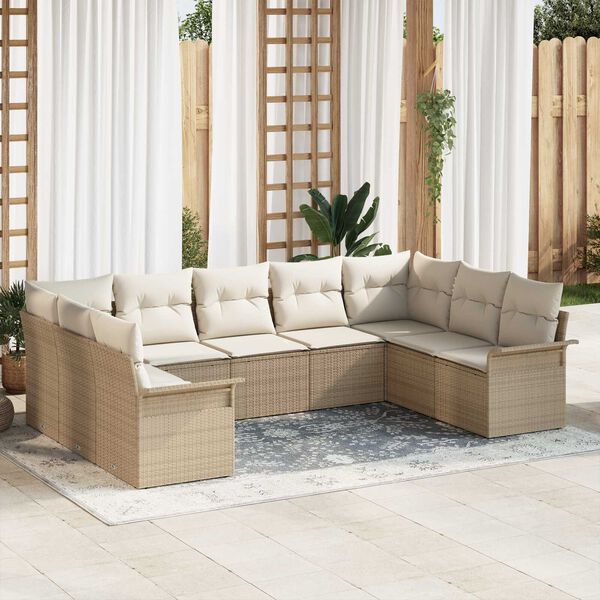 vidaXL Gartensofa-set mit Kissen Beige Poly-Rattan