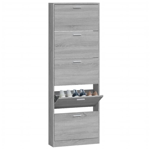 vidaXL Schuhschrank Grau Sonoma 59x17x169 cm Holzwerkstoff