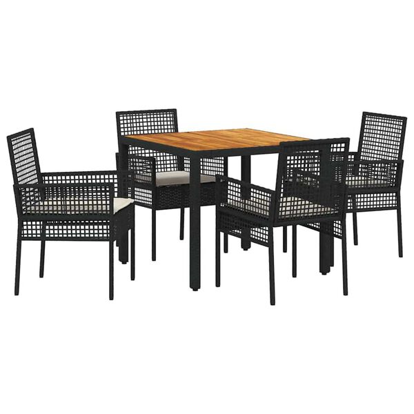 vidaXL Garten Essgruppe 5 pcs Schwarz Poly-Rattan