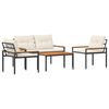 vidaXL Gartenm&ouml;bel-Set 4 pcs Cremewei&szlig; Poly-Rattan
