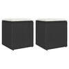 vidaXL Gartenhocker mit Kissen 2 Stk. Schwarz 40x40x43 cm Poly Rattan