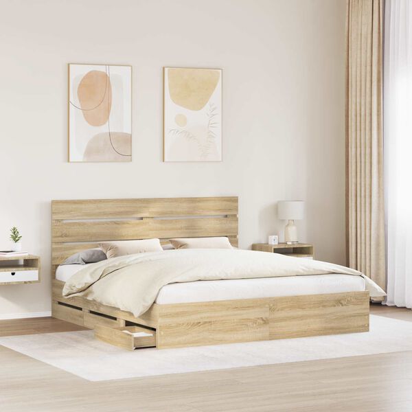 vidaXL Bettrahmen Sonoma-Eiche 180 x 200 cm Ingenieurs Holz