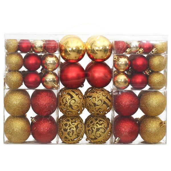 vidaXL Weihnachtskugeln 100 Stk. Golden und Weinrot 3 / 4 / 6 cm