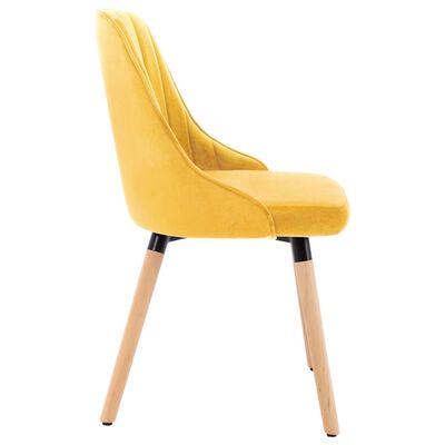 323059 vidaXL Dining Chairs 2 pcs Yellow Velvet