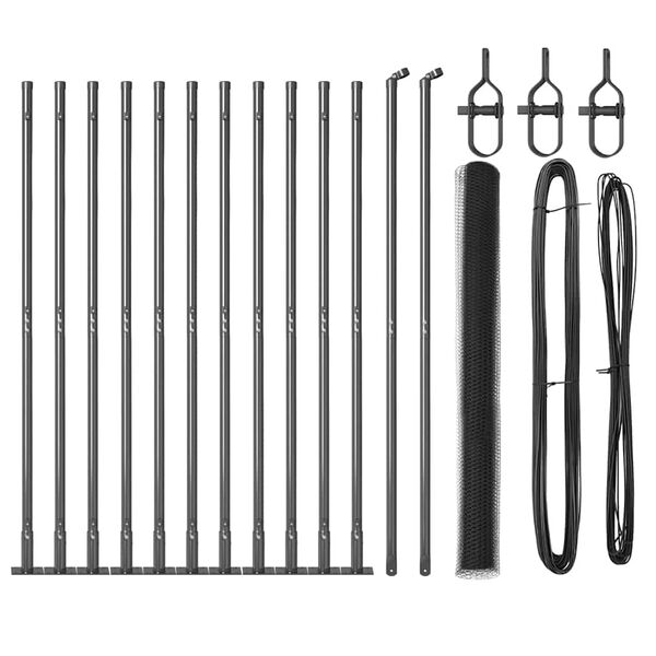 vidaXL Zaunpfosten Grau 25 x 1,6 m (13 mm Maschenweite) Stahl und PVC