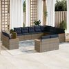 vidaXL 12-teiliges Gartensofa-Set mit Kissen, grau, Polyrattan