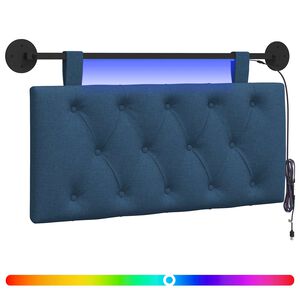 vidaXL H&auml;ngendes Kopfteil Mit LED Licht Blau Stoff