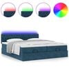 vidaXL Ottoman-Bett mit Matratzen & LEDs Dunkelblau 180x200 cm Samt