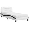 vidaXL Bett mit Matratze "Hvar" Wei&szlig; und Schwarz 90x190 cm Kunstleder