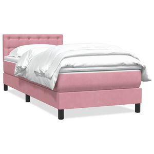 vidaXL Boxspringbett mit Matratze Rosa 90x220 cm Samt