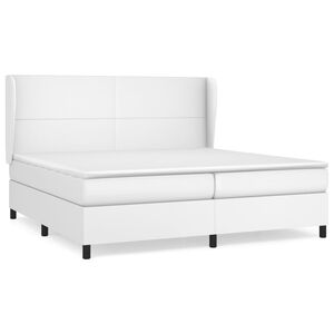 vidaXL Boxspringbett mit Matratze Wei&szlig; 200x200 cm Kunstleder