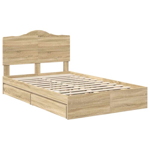 vidaXL Aufbewahrungsbett Sonoma-Eiche 135 x 190 cm Holzwerkstoff
