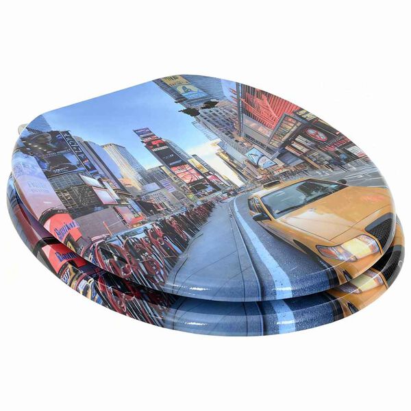 vidaXL Toilettensitz Mehrfarbig 43,8 x 37,8 cm MDF-Platte