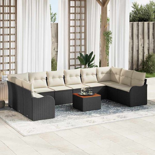 vidaXL Gartensofa-set mit Kissen 11 pcs Schwarz Poly-Rattan