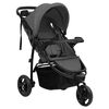 vidaXL 3-Rad-Kinderwagen Dunkelgrau und Schwarz Stahl