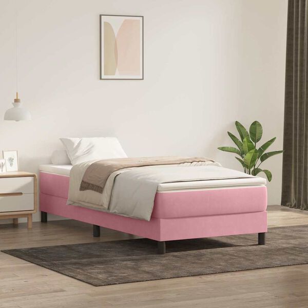 vidaXL Boxspringbett ohne Matratze Rosa 100x220 cm Samt