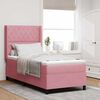 vidaXL Boxspringbett mit Matratze mit LED Rosa 90 x 190 cm Samt