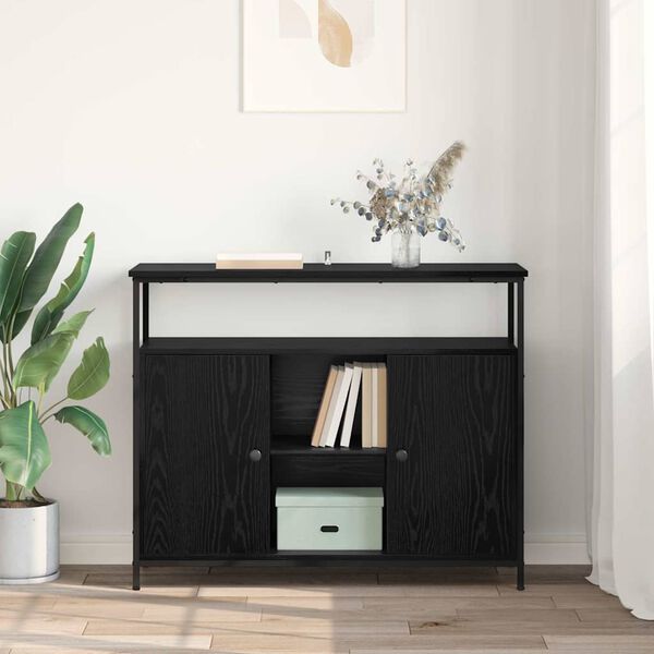 vidaXL Sideboard Schwarz Eichen-Optik 100 x 35 x 80 cm Holzwerkstoff