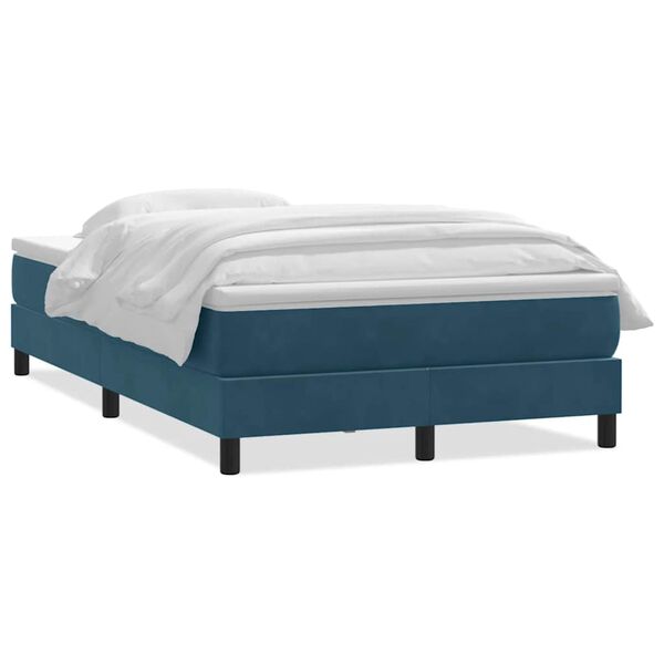vidaXL Boxspringbett mit Matratze Dunkelblau 120x210 cm Samt