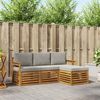 vidaXL Sofagarnituren 4 pcs Nat&uuml;rlich und Hellgrau Massivholz Akazie