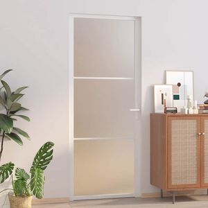 vidaXL Innent&uuml;r 83x201,5 cm Wei&szlig; Mattglas und Aluminium