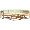 vidaXL Outdoor-Sofagarnitur mit Kissen 5 pcs Natur und Creme