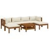 vidaXL 7-tlg. Garten-Lounge-Set mit Creme Kissen Massivholz Akazie