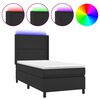 vidaXL Boxspringbett mit Matratze & LED Schwarz 80x200 cm Kunstleder