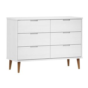 vidaXL Schubladenschrank MOLDE Wei&szlig; 113x40x80 cm Massivholz Kiefer
