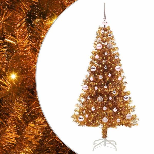 vidaXL Weihnachtsbaum mit 150 LEDs mit Ständer Gold 150 cm Haustier