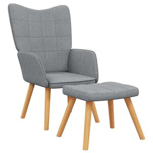 vidaXL Relaxsessel mit Hocker Hellgrau Stoff