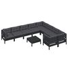 vidaXL 10-tlg. Garten-Lounge-Set mit Kissen Schwarz Kiefernholz