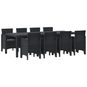 vidaXL Garten Essgruppe 9 pcs Anthrazit Polt Rattan