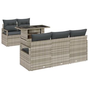 vidaXL Gartensofa-set mit Speicher 6 pcs Hellgrau Poly-Rattan