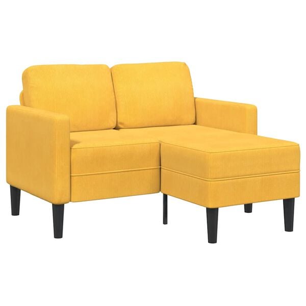 vidaXL 2-Sitzer-Sofa mit Chaiselongue L-Form Hellgelb 125 cm Leinen