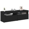 vidaXL TV-Schränke LED-Leuchten 2 Stk. Schwarz 60x35x40cm