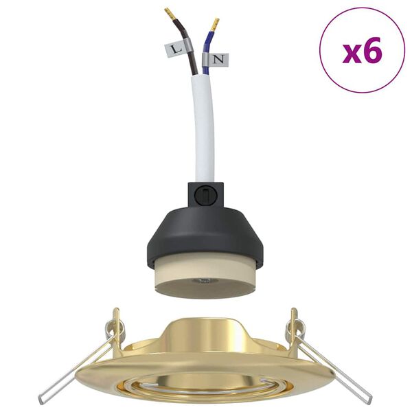 vidaXL Spotlight 6 pcs Gold 9 x 9 x 2,5 cm Metall