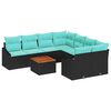 vidaXL Gartensofa-set mit Kissen 9 pcs Schwarz Poly-Rattan