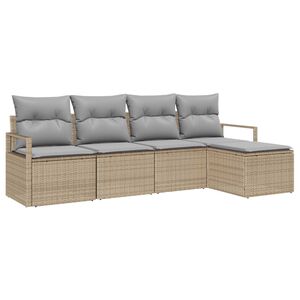 vidaXL Sofa Set mit Kissen 5 pcs Beige und Hellgrau Poly-Rattan
