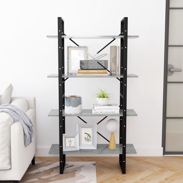 vidaXL Bücherregal 4 Fächer Betongrau 80x30x140 cm Holzwerkstoff