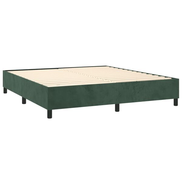 vidaXL Boxspringbett mit Matratze Dunkelgr&uuml;n 180x200 cm Samt